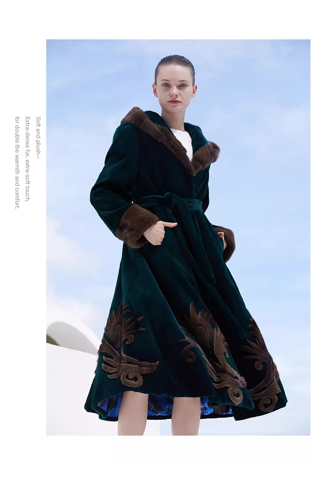 women’s imported full pelt american mink fur coat — over knee long style, 2025 new winter collection