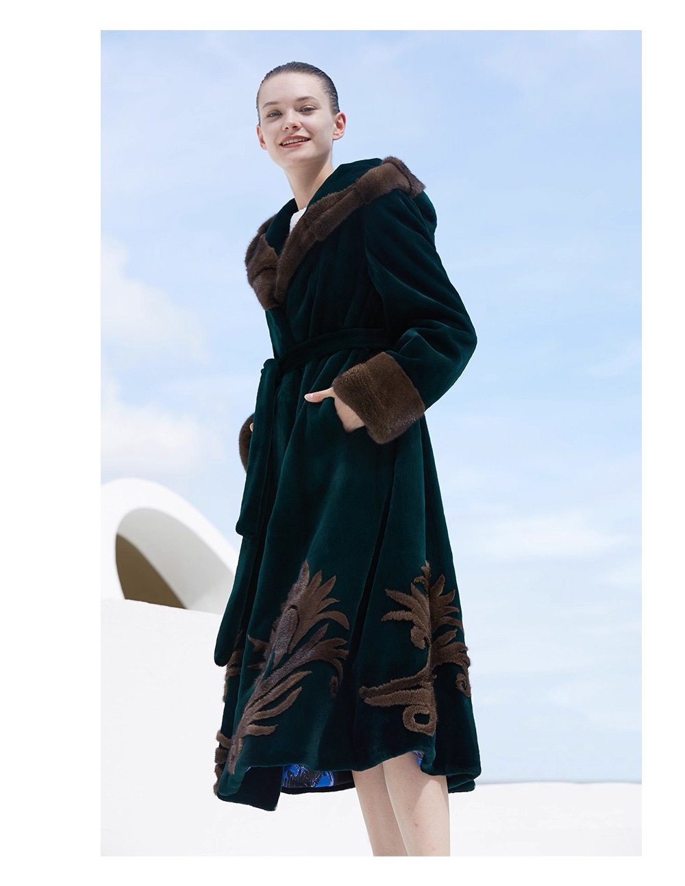 women’s imported full pelt american mink fur coat — over knee long style, 2025 new winter collection