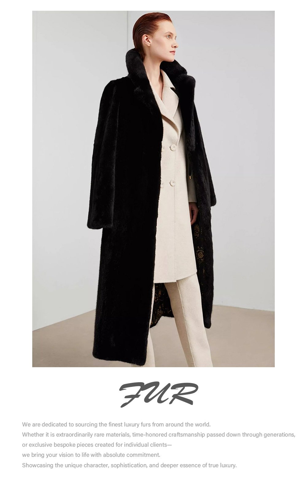 women’s imported full pelt velvet mink fur coat — over knee long style, new autumn/winter collection