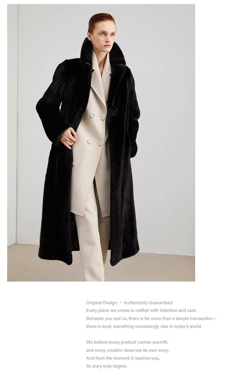 women’s imported full pelt velvet mink fur coat — over knee long style, new autumn/winter collection