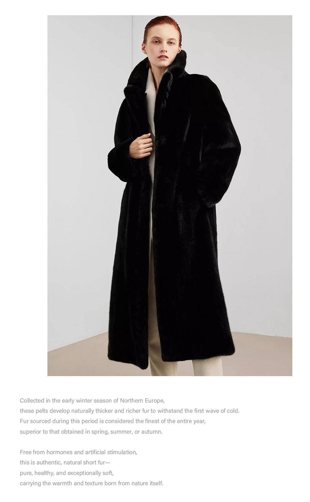 women’s imported full pelt velvet mink fur coat — over knee long style, new autumn/winter collection