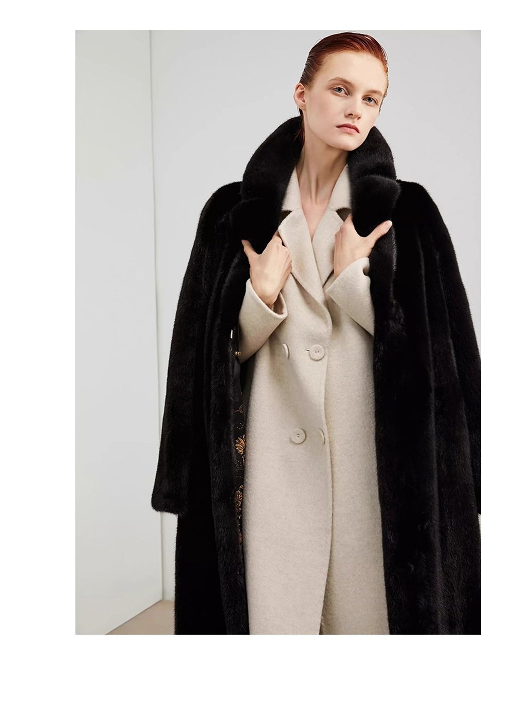 women’s imported full pelt velvet mink fur coat — over knee long style, new autumn/winter collection