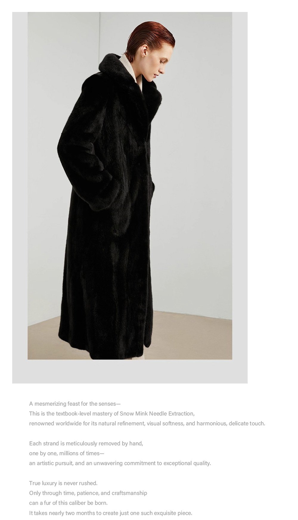 women’s imported full pelt velvet mink fur coat — over knee long style, new autumn/winter collection