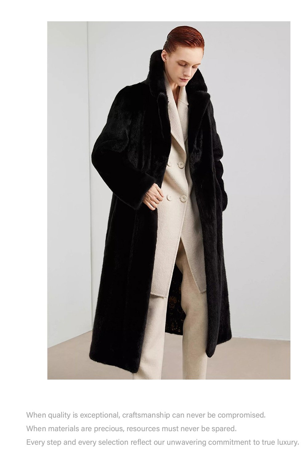 women’s imported full pelt velvet mink fur coat — over knee long style, new autumn/winter collection