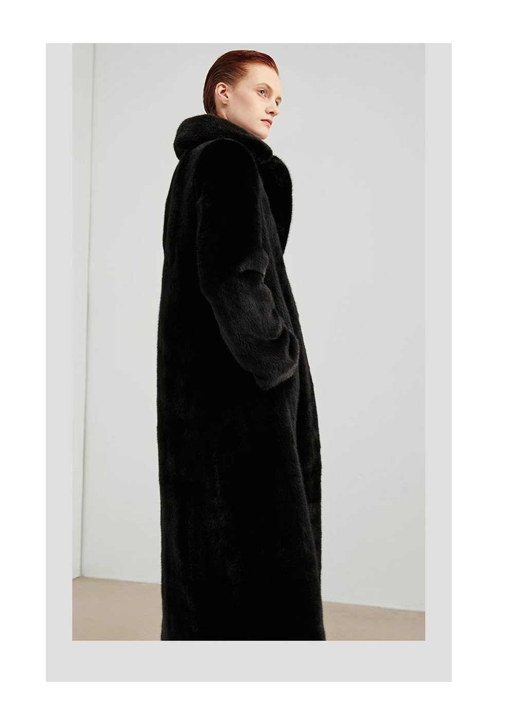 women’s imported full pelt velvet mink fur coat — over knee long style, new autumn/winter collection