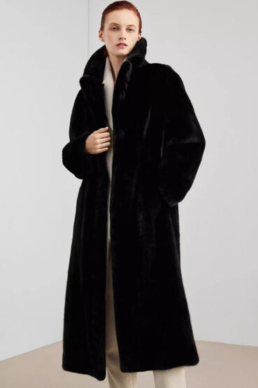 women’s imported full pelt velvet mink fur coat — over knee long style, new autumn/winter collection