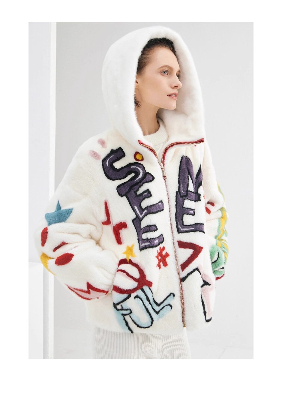 original imported hooded mink fur jacket for women — short, youthful & fashionable full pelt winter coat