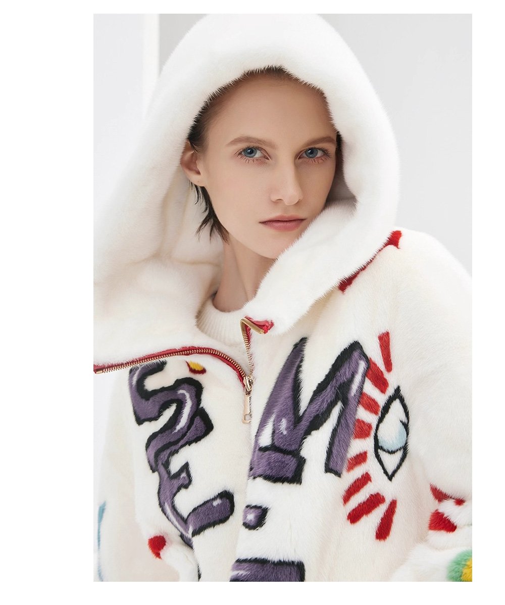 original imported hooded mink fur jacket for women — short, youthful & fashionable full pelt winter coat