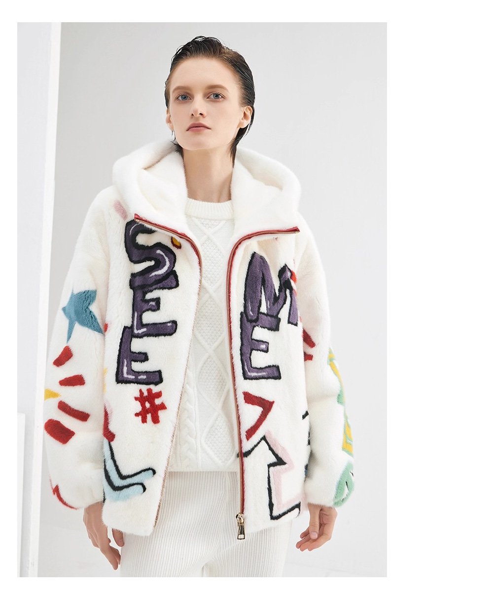 original imported hooded mink fur jacket for women — short, youthful & fashionable full pelt winter coat