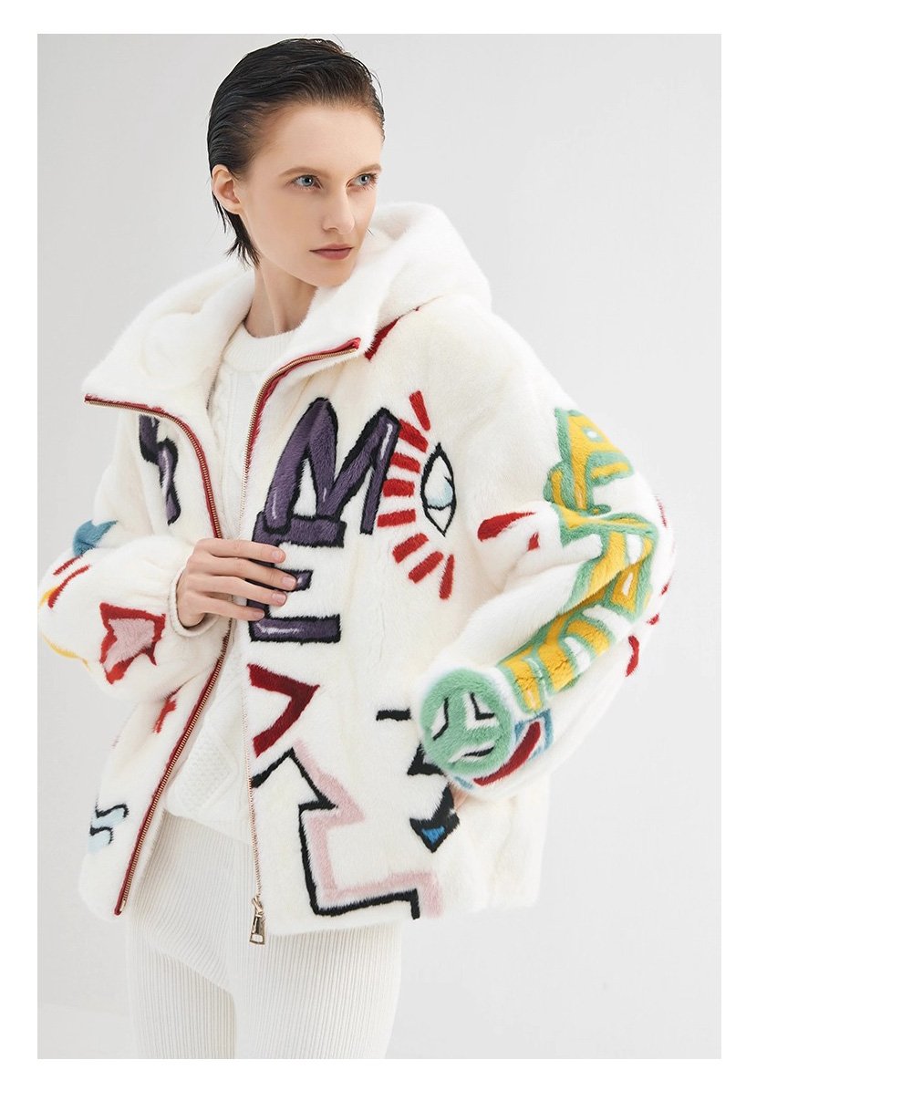 original imported hooded mink fur jacket for women — short, youthful & fashionable full pelt winter coat