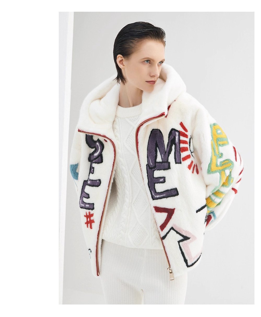 original imported hooded mink fur jacket for women — short, youthful & fashionable full pelt winter coat