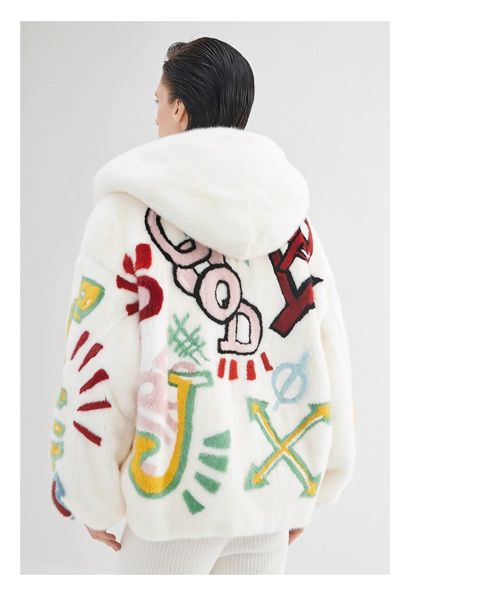 original imported hooded mink fur jacket for women — short, youthful & fashionable full pelt winter coat