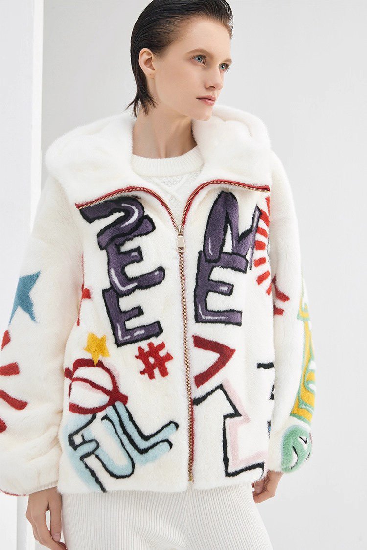 original imported hooded mink fur jacket for women — short, youthful & fashionable full pelt winter coat