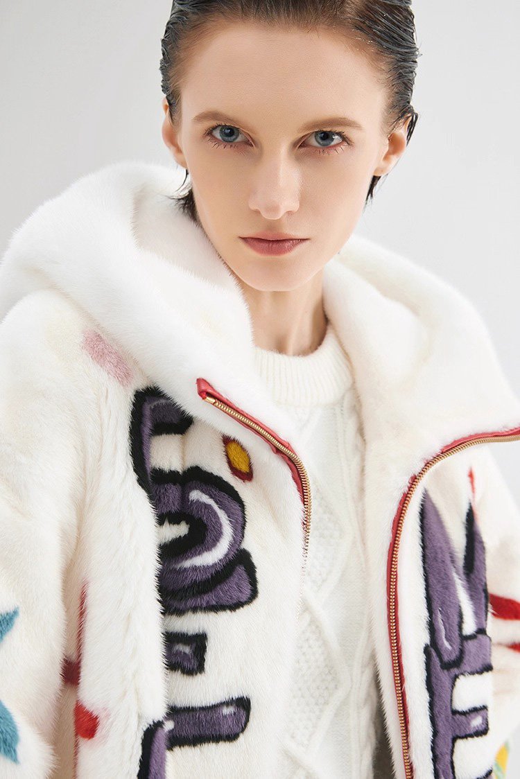 original imported hooded mink fur jacket for women — short, youthful & fashionable full pelt winter coat