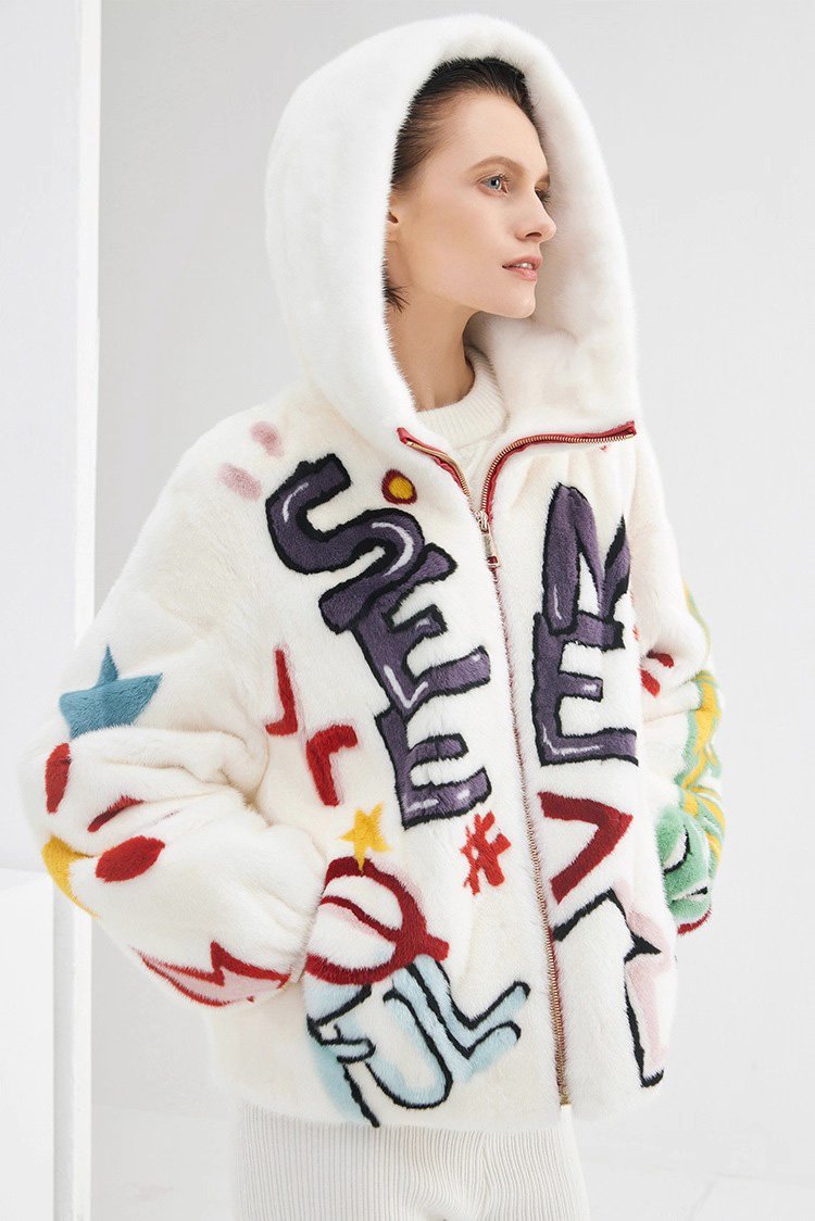 original imported hooded mink fur jacket for women — short, youthful & fashionable full pelt winter coat