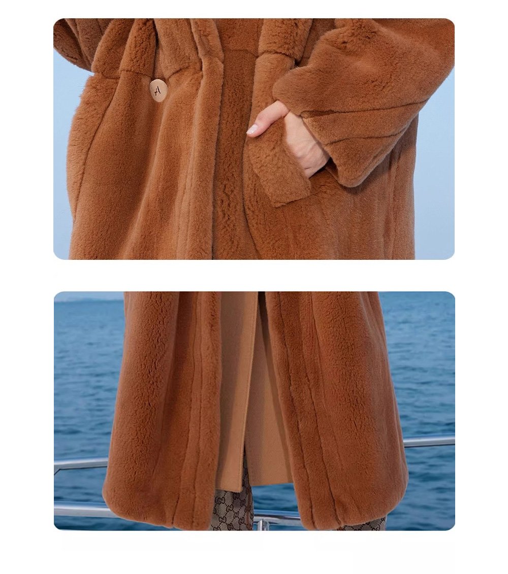 original imported mink fur coat for women — fashion teddy style, full pelt design, 2025 new winter collection