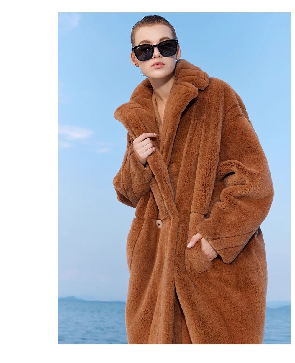 original imported mink fur coat for women — fashion teddy style, full pelt design, 2025 new winter collection