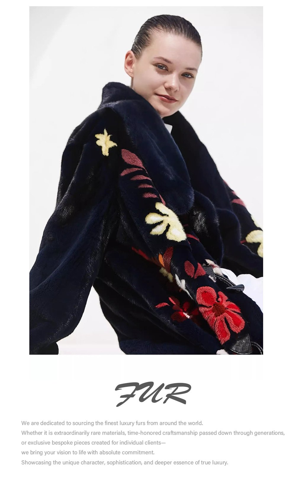 high quality designer style imported full pelt long mink fur coat — luxury floral inlay, 2025 new arrival