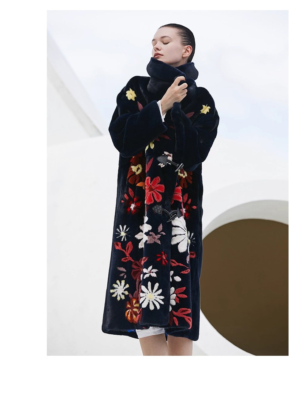high quality designer style imported full pelt long mink fur coat — luxury floral inlay, 2025 new arrival