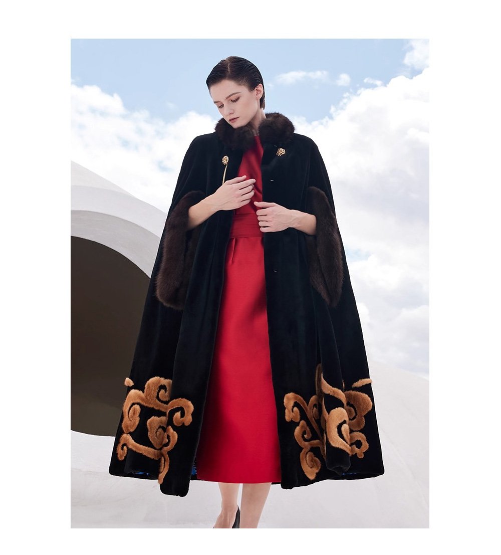 original “opulent elegance” mink fur coat for women — extra long length, oversized shawl collar, heavy craftsmanship fur outerwear