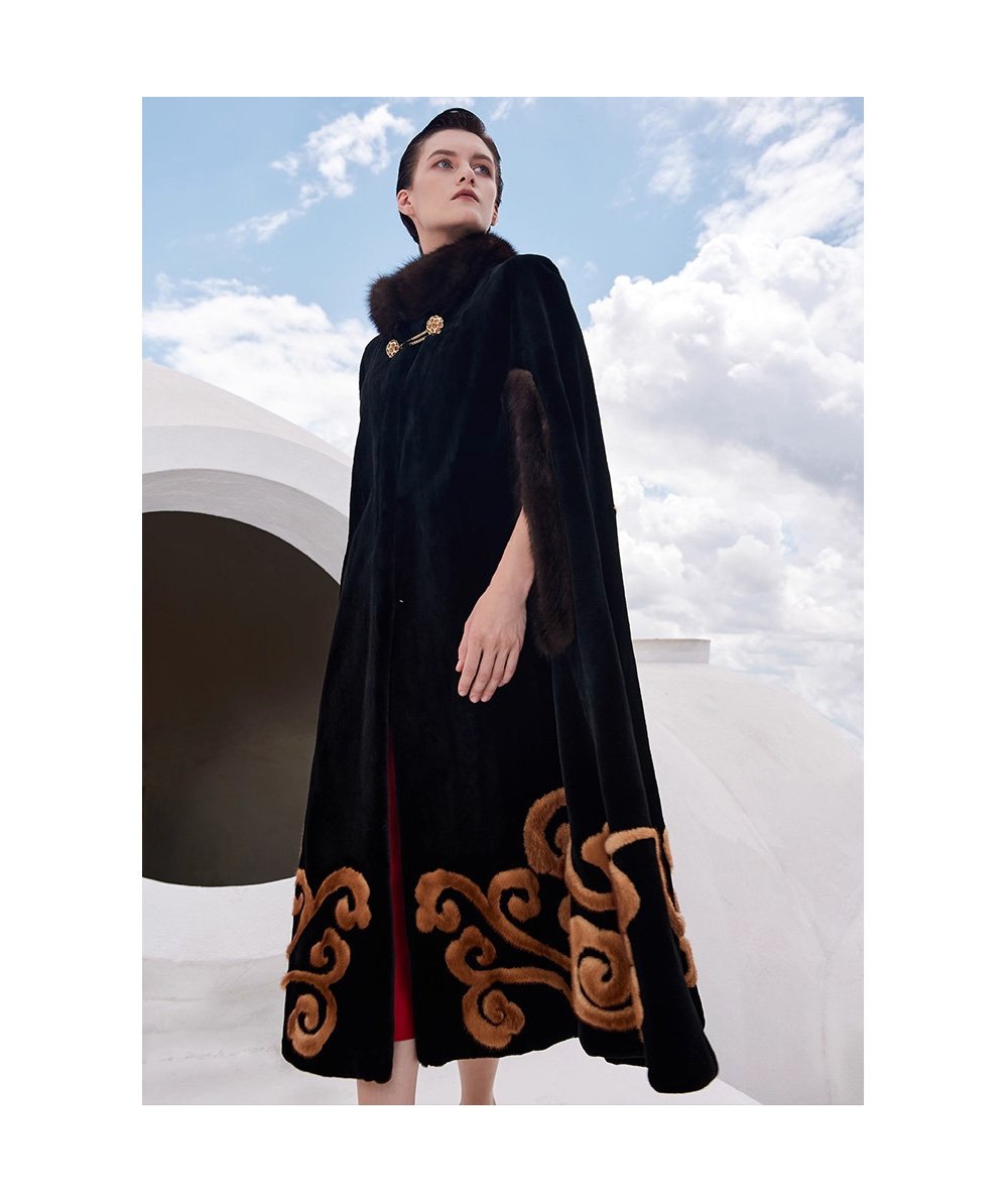 original “opulent elegance” mink fur coat for women — extra long length, oversized shawl collar, heavy craftsmanship fur outerwear