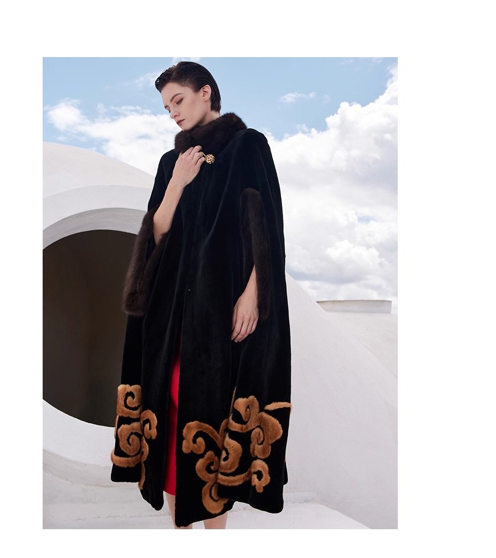 original “opulent elegance” mink fur coat for women — extra long length, oversized shawl collar, heavy craftsmanship fur outerwear