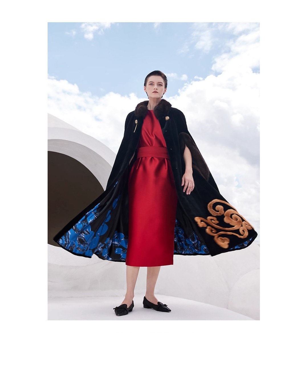 original “opulent elegance” mink fur coat for women — extra long length, oversized shawl collar, heavy craftsmanship fur outerwear