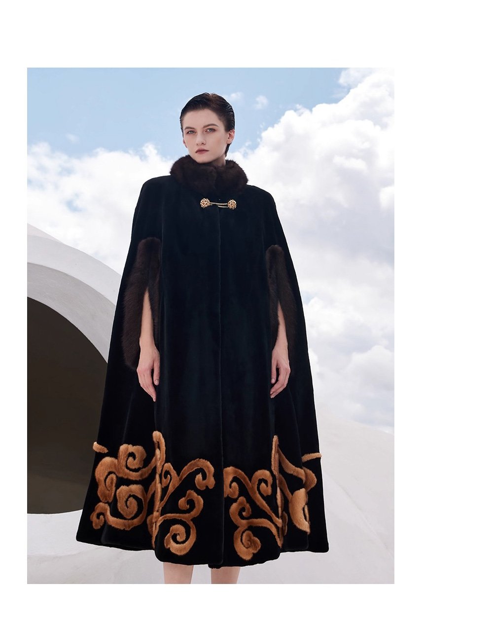 original “opulent elegance” mink fur coat for women — extra long length, oversized shawl collar, heavy craftsmanship fur outerwear