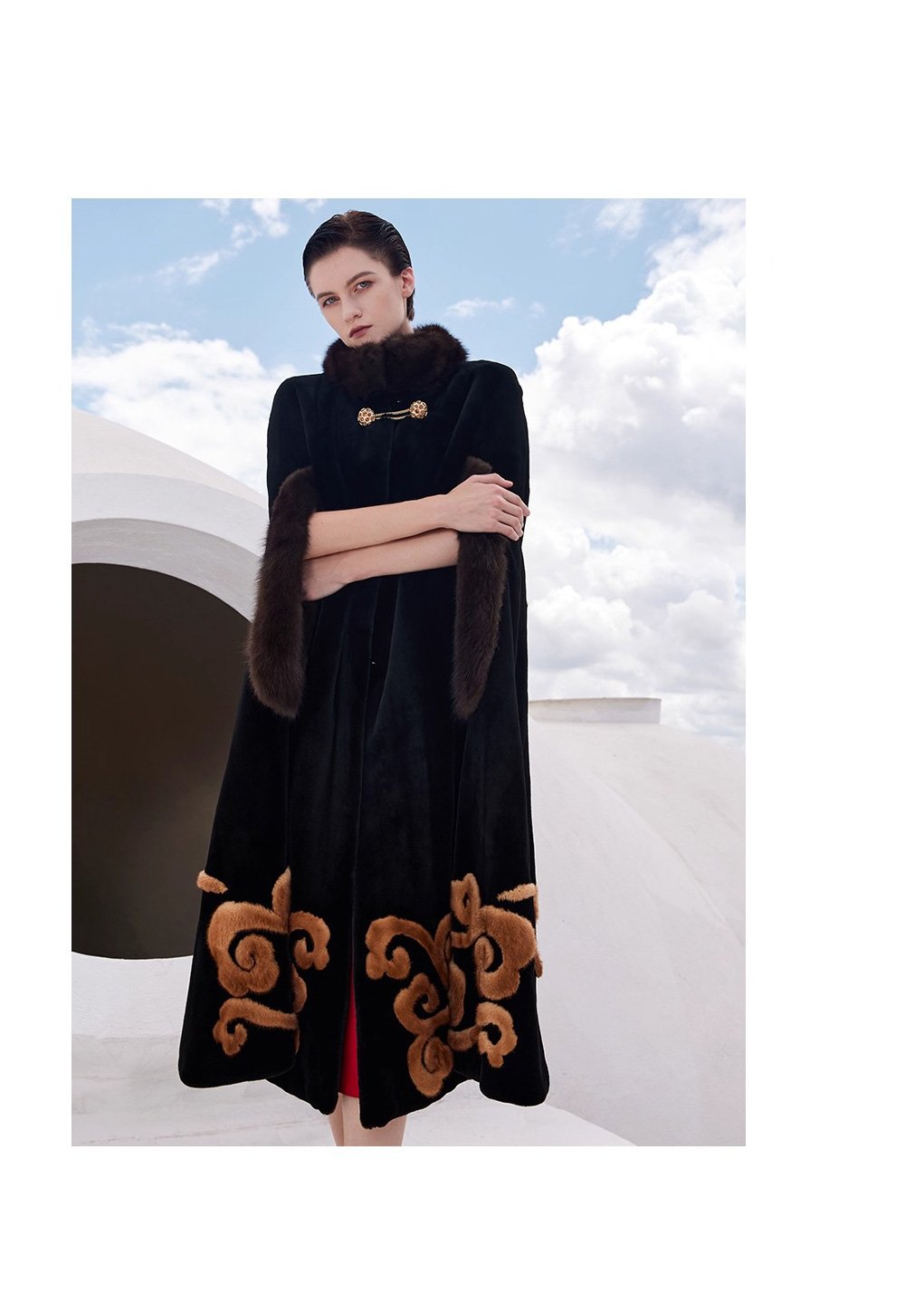 original “opulent elegance” mink fur coat for women — extra long length, oversized shawl collar, heavy craftsmanship fur outerwear