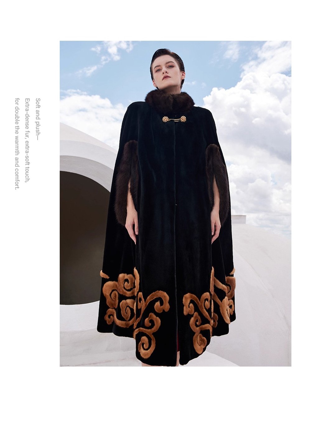 original “opulent elegance” mink fur coat for women — extra long length, oversized shawl collar, heavy craftsmanship fur outerwear