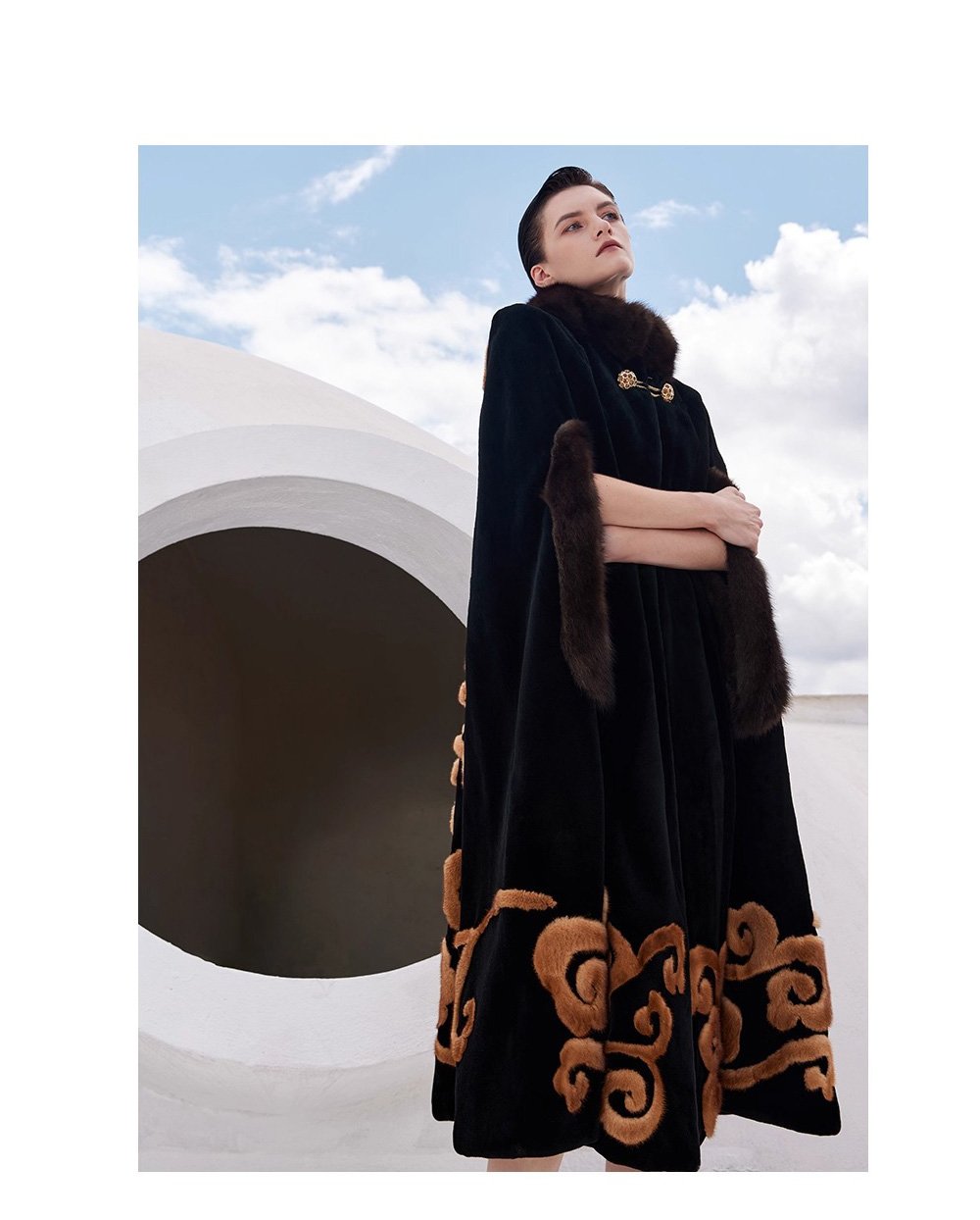 original “opulent elegance” mink fur coat for women — extra long length, oversized shawl collar, heavy craftsmanship fur outerwear