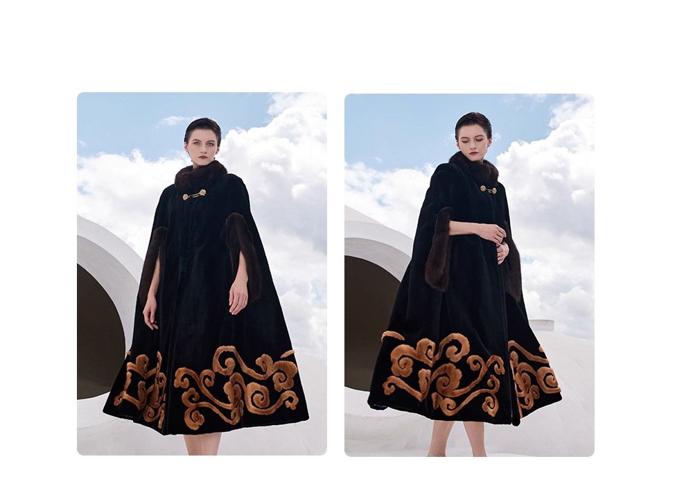 original “opulent elegance” mink fur coat for women — extra long length, oversized shawl collar, heavy craftsmanship fur outerwear