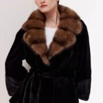 original sable collar imported mink fur coat for women — purple label mink fleece winter fur coat
