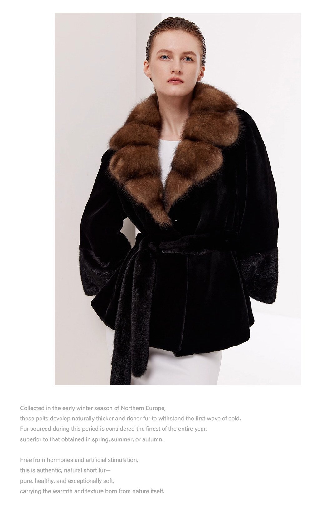 original sable collar imported mink fur coat for women — purple label mink fleece winter fur coat