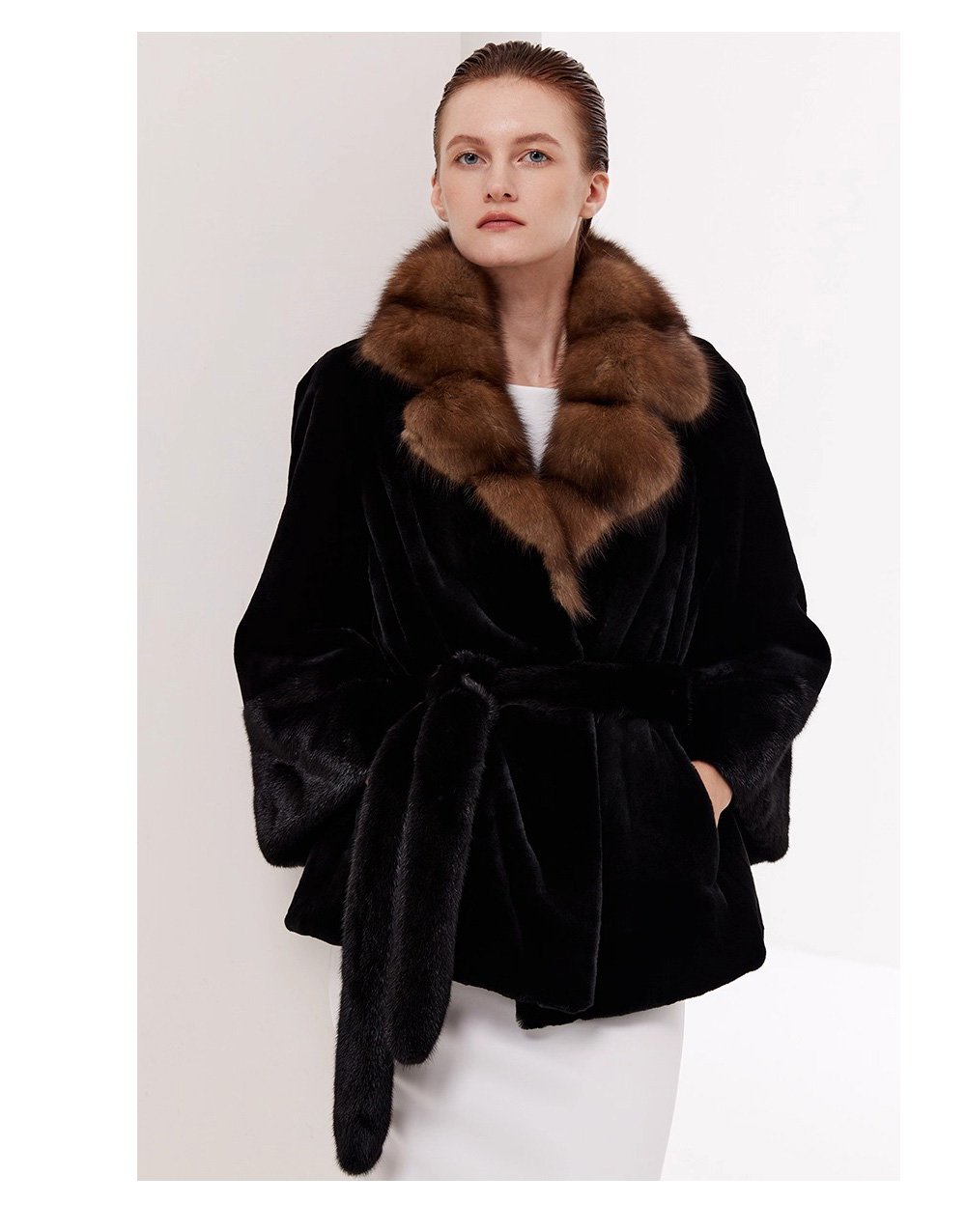 original sable collar imported mink fur coat for women — purple label mink fleece winter fur coat