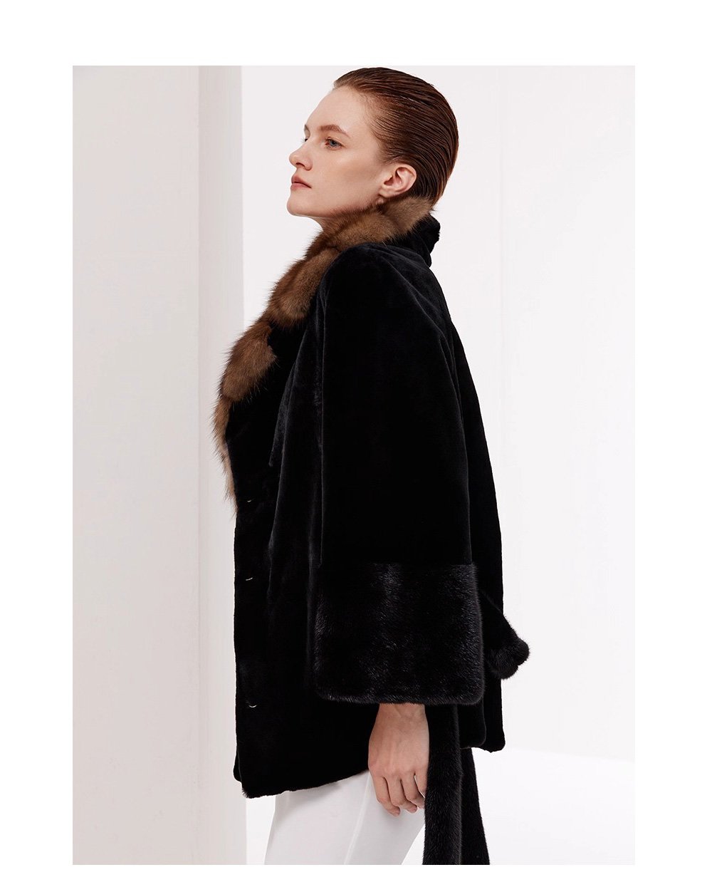 original sable collar imported mink fur coat for women — purple label mink fleece winter fur coat