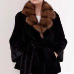 original sable collar imported mink fur coat for women — purple label mink fleece winter fur coat