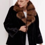 original sable collar imported mink fur coat for women — purple label mink fleece winter fur coat