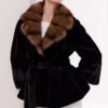 original sable collar imported mink fur coat for women — purple label mink fleece winter fur coat
