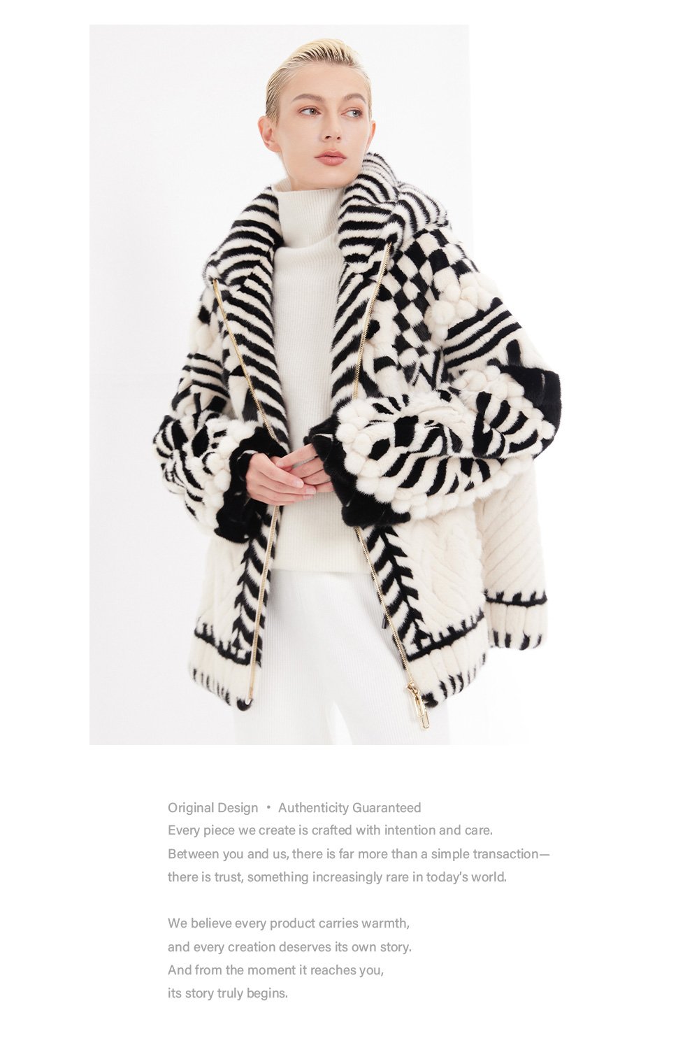 original handcrafted concept coat — new winter hooded fur jacket for women, youthful imported mink fur coat