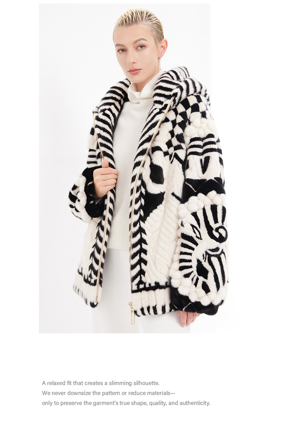 original handcrafted concept coat — new winter hooded fur jacket for women, youthful imported mink fur coat