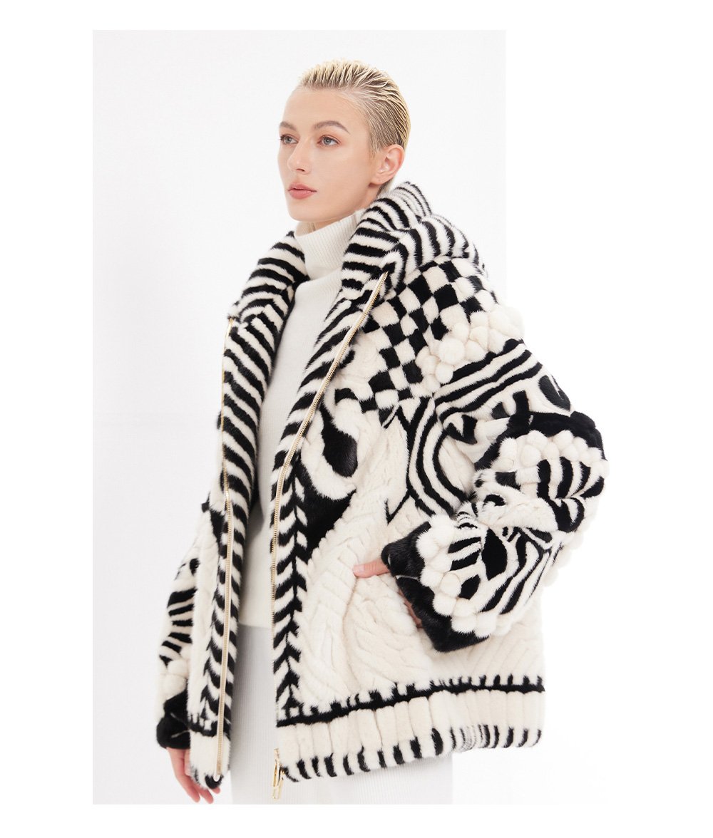 original handcrafted concept coat — new winter hooded fur jacket for women, youthful imported mink fur coat