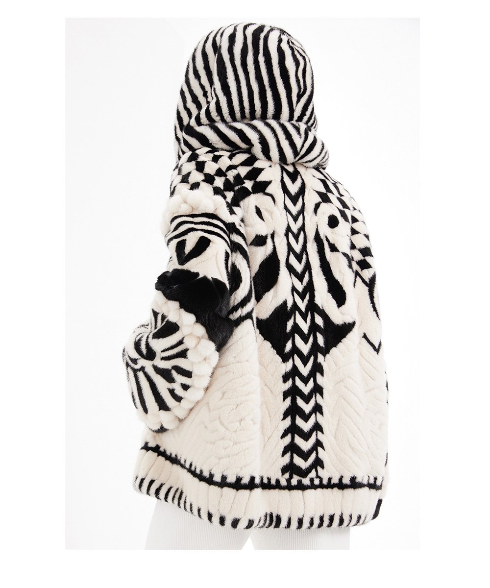 original handcrafted concept coat — new winter hooded fur jacket for women, youthful imported mink fur coat