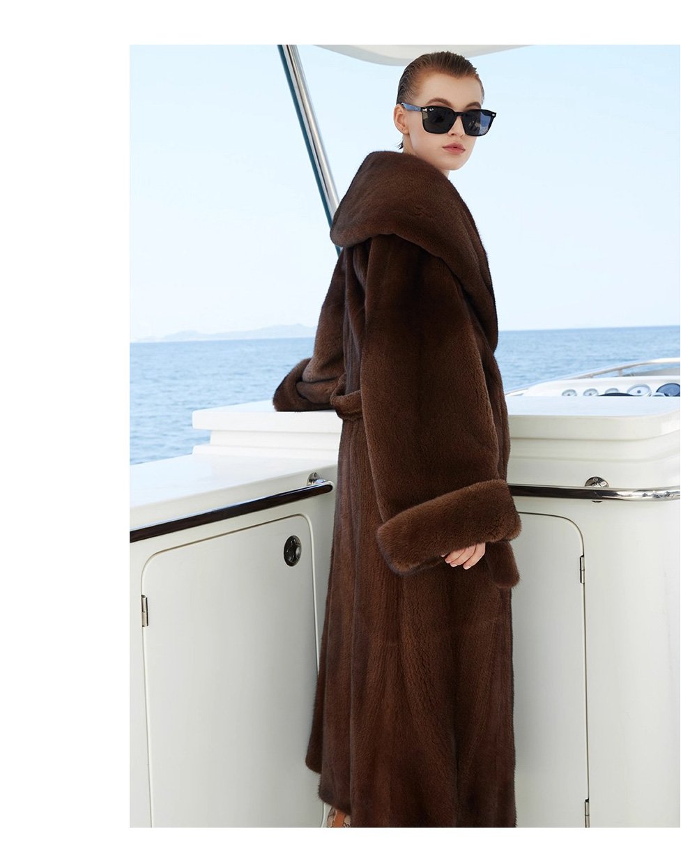original imported mink fur coat for women — long vintage tone style, fashion winter new arrival