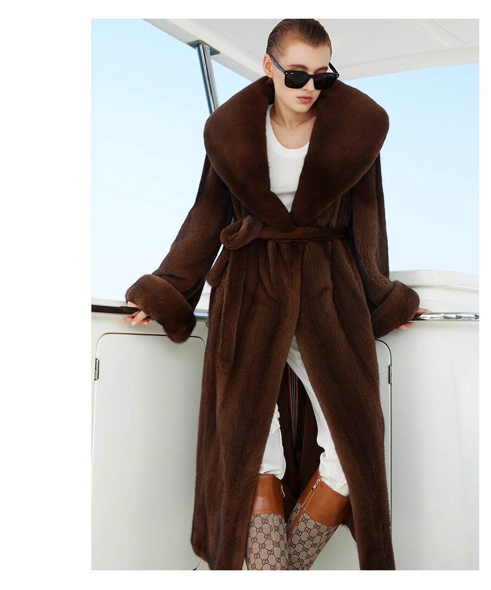 original imported mink fur coat for women — long vintage tone style, fashion winter new arrival
