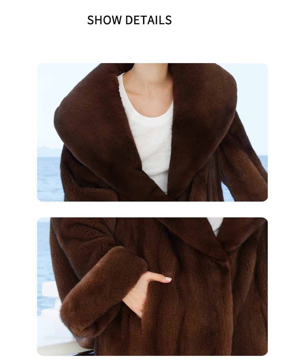 original imported mink fur coat for women — long vintage tone style, fashion winter new arrival