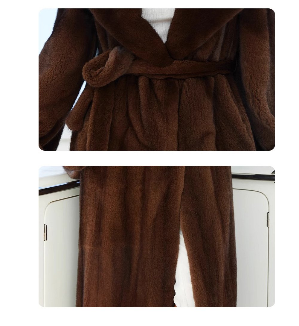 original imported mink fur coat for women — long vintage tone style, fashion winter new arrival